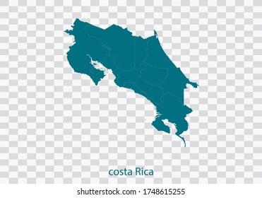 costaRica map vector, isolated teal color on transparent background