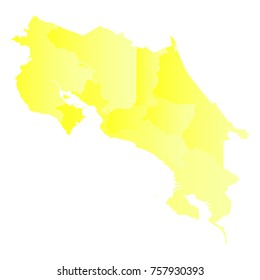 costaRica map - yellow geometric rumpled triangular style gradient graphic background . Vector illustration eps 10.