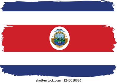 Costa-Rica vector grunge brush stroke with  national flag and contour map. 