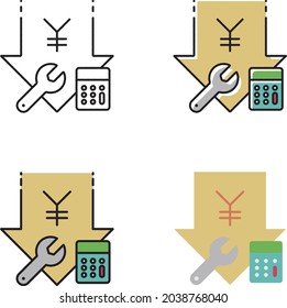 cost-down concept set of strokes and fill