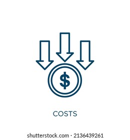 costs icon. Thin linear costs outline icon isolated on white background. Line vector costs sign, symbol for web and mobile
