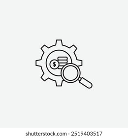 Icono de optimización de costos aislado sobre fondo blanco