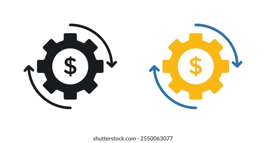 Costs optimization icon set in black and colored version