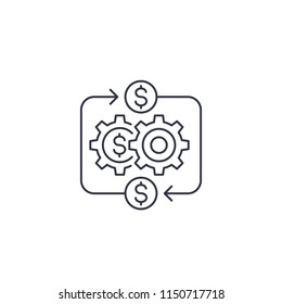 costs optimization, production efficiency icon, linear on white