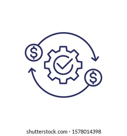 costs optimization and production efficiency icon, line