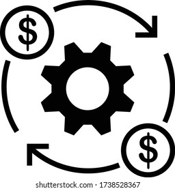 icono de optimización de costes y eficiencia de producción