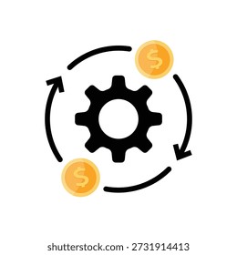 costs optimization and production efficiency icon vector illustration