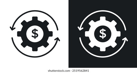 Costs optimizationline vector icon set in solid and outline style.