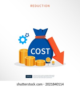 Costs reduction, costs cut, costs optimization business concept illustration. 