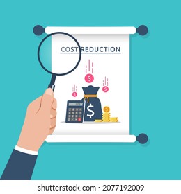 Costs reduction, costs cut, costs optimization business concept.