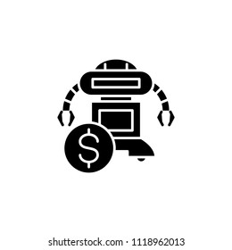 Costs saving black icon concept. Costs saving flat  vector symbol, sign, illustration.