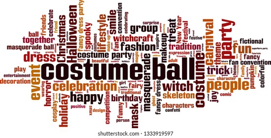Costume ball word cloud concept. Vector illustration
