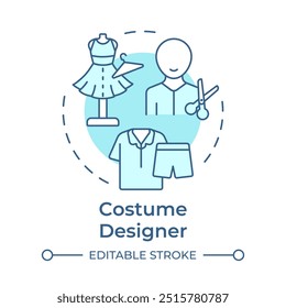 Costume designer multi color concept icon. Professional tailor, movie fashion. Round shape line illustration. Abstract idea. Graphic design. Easy to use in infographic, presentation