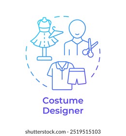 Costume designer multi color concept icon. Professional tailor, movie fashion. Round shape line illustration. Abstract idea. Graphic design. Easy to use in infographic, presentation