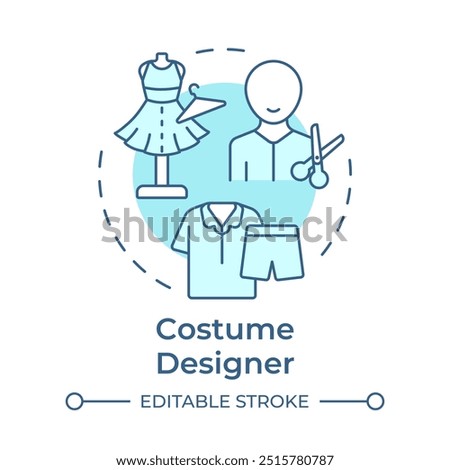 Costume designer multi color concept icon. Professional tailor, movie fashion. Round shape line illustration. Abstract idea. Graphic design. Easy to use in infographic, presentation