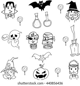 Costume Halloween in doodle vector art illustration