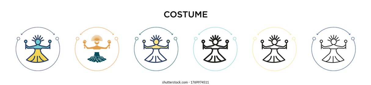 Costume icon in filled, thin line, outline and stroke style. Vector illustration of two colored and black costume vector icons designs can be used for mobile, ui, web
