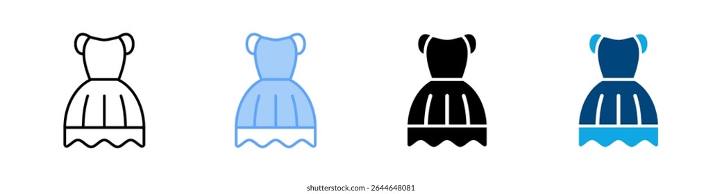 Costume Icon Set Multiple Style. Designed In Outline, Blue, Glyph, Dual Tone
