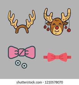 costume icon set. vector set about bow tie and reindeer icons set.