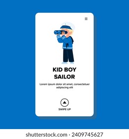 costume kid boy sailor vector. girl happy, captain dream, fun play costume kid boy sailor web flat cartoon illustration