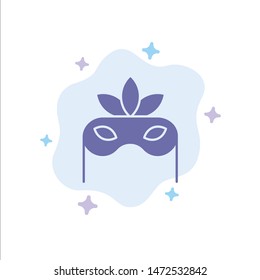 Costume, Mask, Masquerade Blue Icon on Abstract Cloud Background