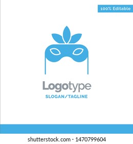 Costume, Mask, Masquerade Blue Solid Logo Template. Place for Tagline. Vector Icon Template background