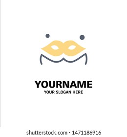 Costume, Mask, Masquerade Business Logo Template. Flat Color. Vector Icon Template background