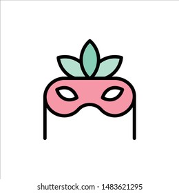 Costume, Mask, Masquerade  Flat Color Icon. Vector icon banner Template