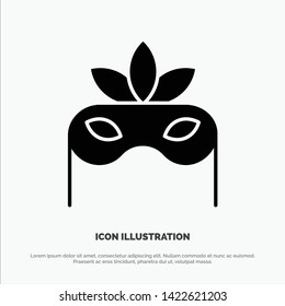 Costume, Mask, Masquerade solid Glyph Icon vector
