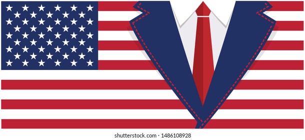 Costume necktie man USA flag day style stars star stars pattern vector fun funny 4th july american Independence Memorial Veterans day American America happy presidents day Impeachment super tuesday