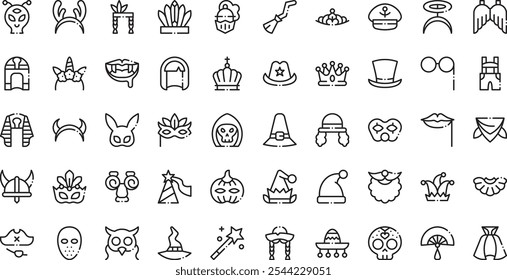 Iconos de fiesta de disfraces Colección de iconos vectoriales de alta calidad con trazo editable. Ideal para Profesional y Proyectos Creativos.