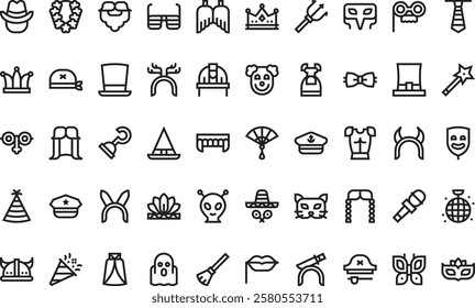 Costume party icons High-Quality Vector Icons Collection with Editable Stroke. Ideal for Professional and Creative Projects