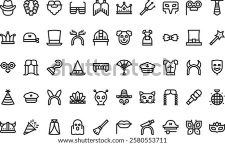 Costume party icons High-Quality Vector Icons Collection with Editable Stroke. Ideal for Professional and Creative Projects