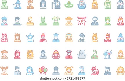 Iconos de disfraces y fiestas Icono de Vector simple. Plantilla de diseño de símbolos de ilustración para elemento de interfaz de usuario móvil de Web.