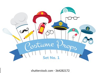 costume party and photo booth props. professions