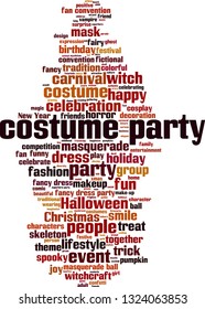 Costume party word cloud concept. Vector illustration