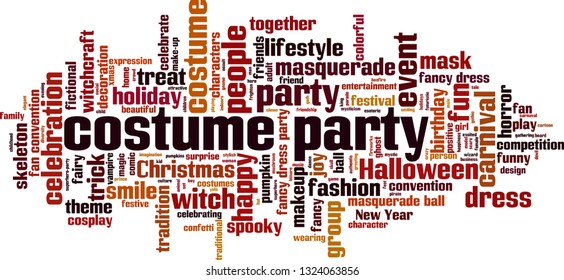 Costume party word cloud concept. Vector illustration