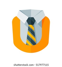 Costume. Shirt. Tie. A jacket. Vector icon. Yellow
