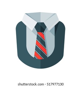 Costume. Shirt. Tie. A jacket. Vector icon. Red