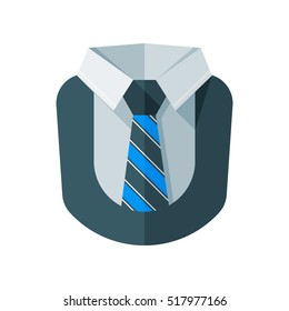 Costume. Shirt. Tie. A jacket. Vector icon. Blue
