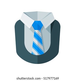 Costume. Shirt. Tie. A jacket. Vector icon. Blue