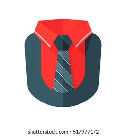 Costume. Shirt. Tie. A jacket. Vector icon. Red