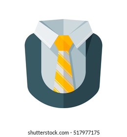 Costume. Shirt. Tie. A jacket. Vector icon. Yellow