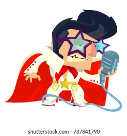 costume of singer with  old microphone