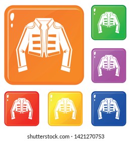 Costume of toreador icons set collection vector 6 color isolated on white background