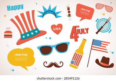 costume and traditional objects  for independence day of America