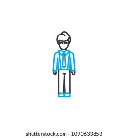 Costume with vest vector thin line stroke icon. Costume with vest outline illustration, linear sign, symbol concept.