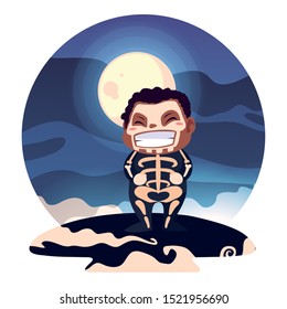 costumed child design, Halloween holiday horror scary celebration autumn dark and party theme Vector illustration