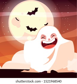 costumed child design, Halloween holiday horror scary celebration autumn dark and party theme Vector illustration