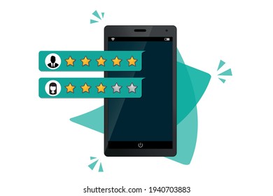 Costumer Rating Concept - Business Vector Illustration - Isolated On White Background